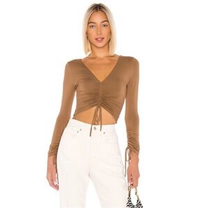 Lovers + Friends Brown Ruched Crop Top